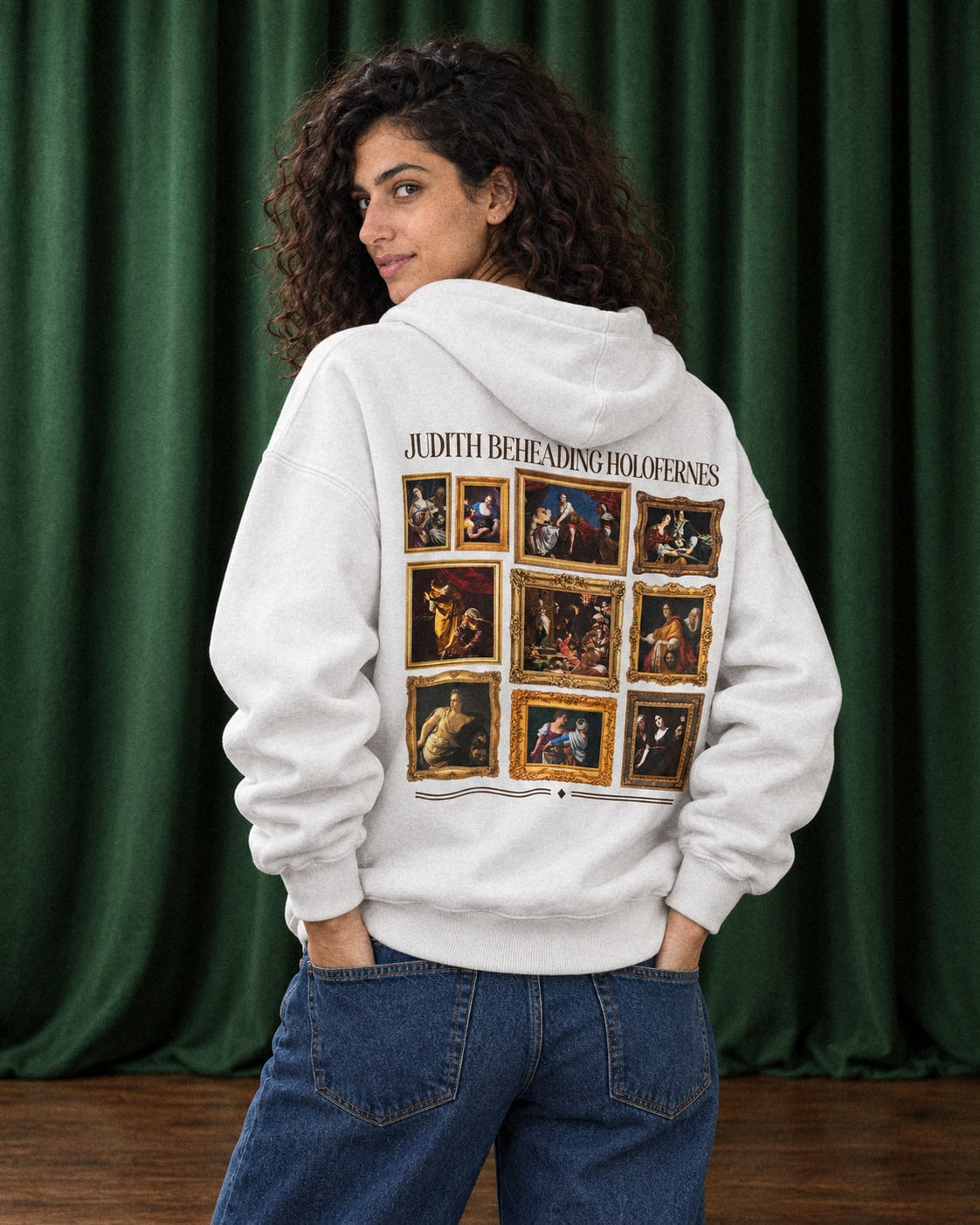 Judith Beheading Holofernes Hoodie - Back Print Model Shot | My Turtle